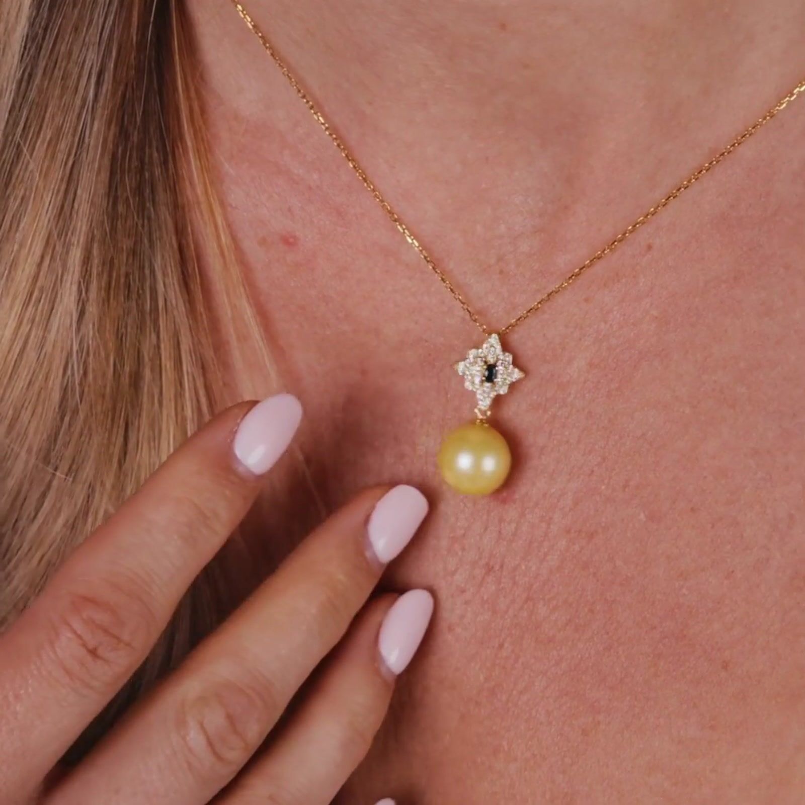 Golden South Sea Pearl & Diamond Altaira Pendant product video