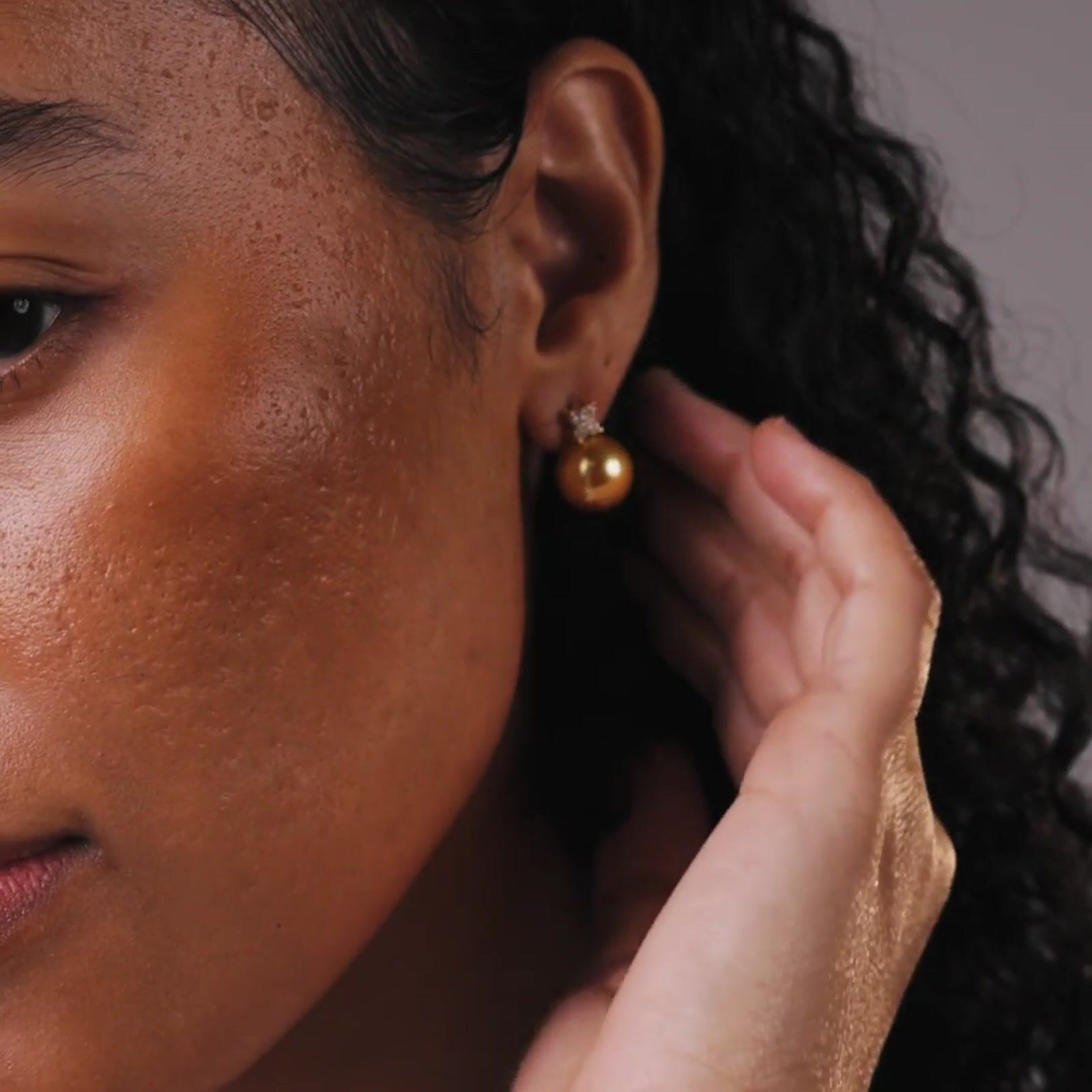 Golden South Sea Pearl & Diamond Solevia Earrings product video