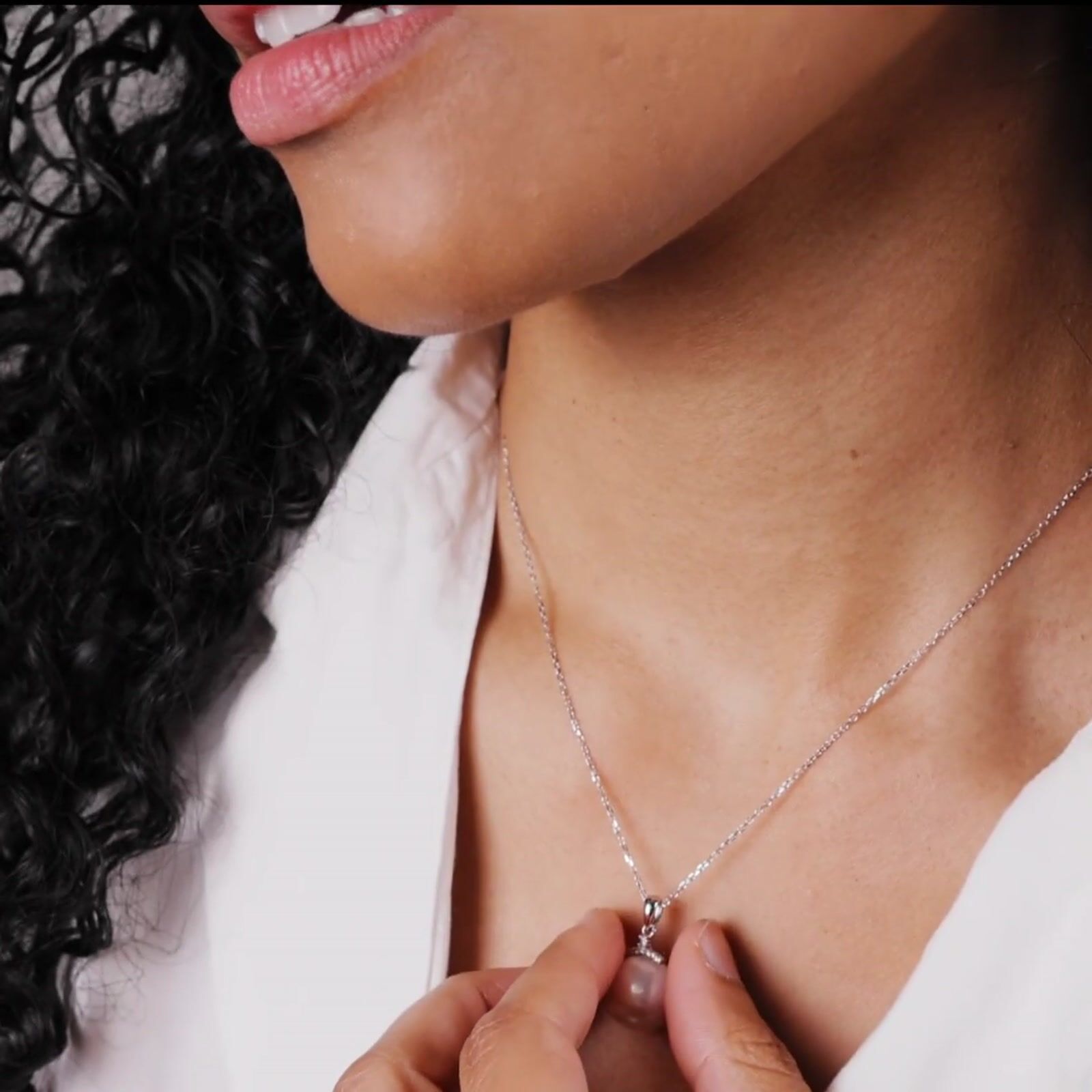 White South Sea Pearl & Diamond Arcera Pendant in 18K White Gold product video